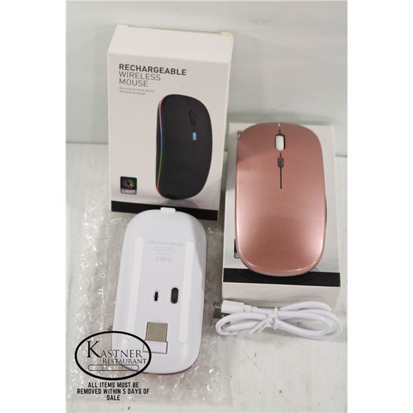 LOT OF 2 RECHARGEABLE WIRELESS MICE WITH RAINBOW