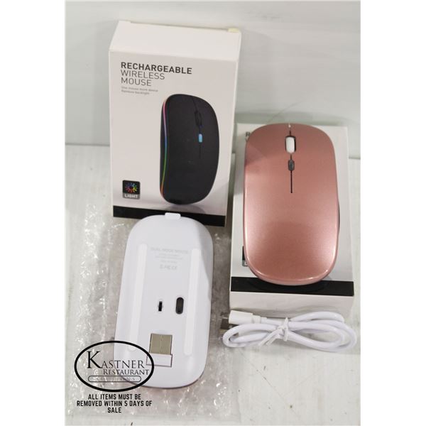 LOT OF 2 RECHARGEABLE WIRELESS MICE WITH RAINBOW