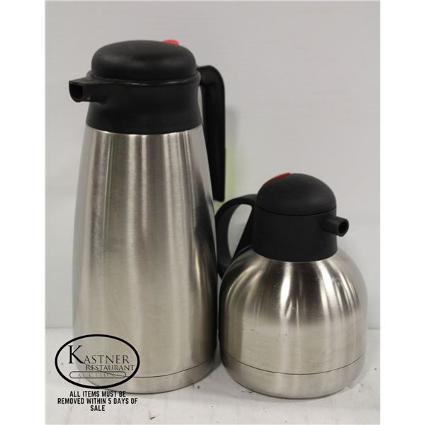 TWO STAINLESS STEEL INSULATED CARAFES