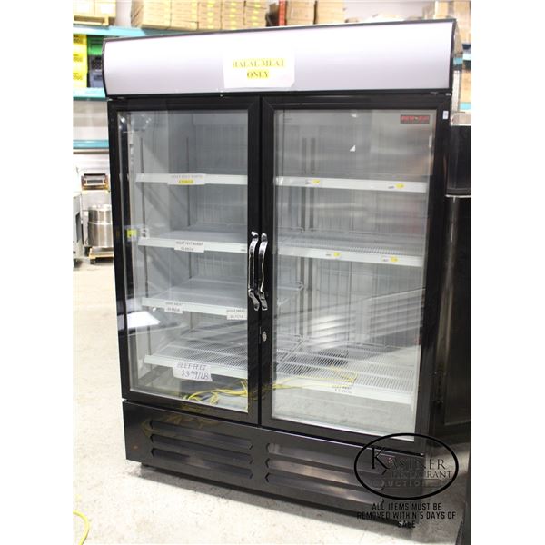 NEW AIR DUAL GLASS DOOR DISPLAY FREEZER ON CASTERS