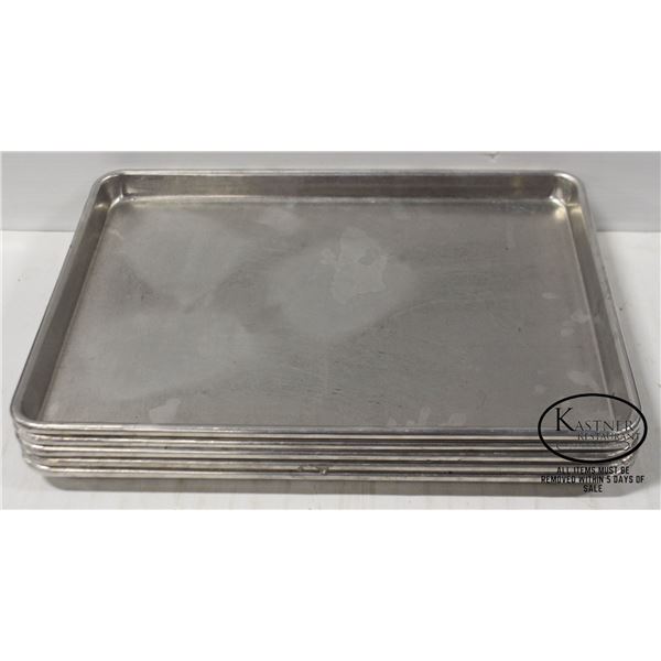 FIVE 1/2 HALF SIZE ALUMINIUM BUN PANS