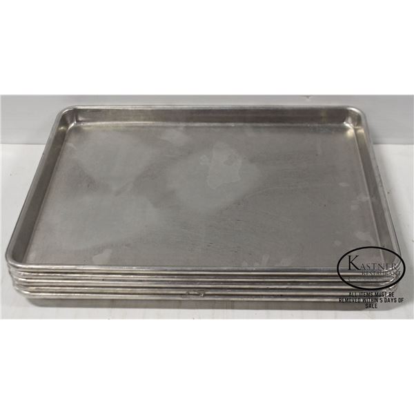 FIVE 1/2 HALF SIZE ALUMINIUM BUN PANS