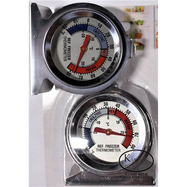 2 NEW S/S FREEZER / REFRIGERATOR THERMOMETERS