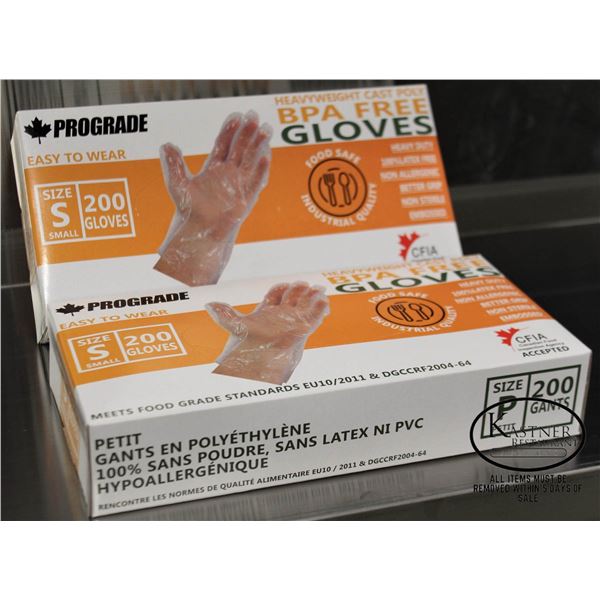 2 SEALED BOXES OF PROGRADE FOOD SAFE POLY GLOVES