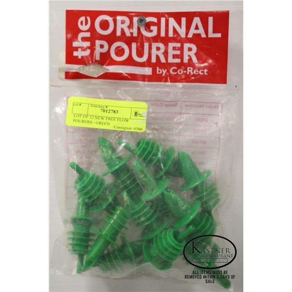 LOT OF 12 NEW FREE FLOW POURERS - GREEN