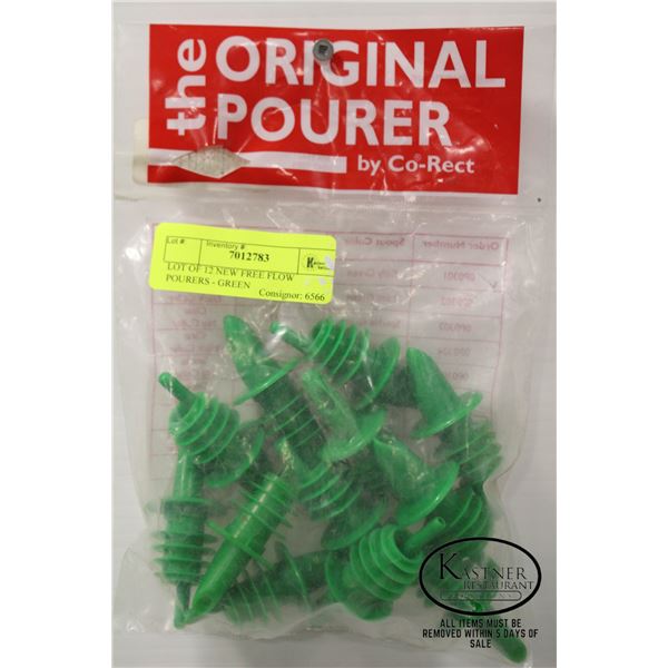 LOT OF 12 NEW FREE FLOW POURERS - GREEN