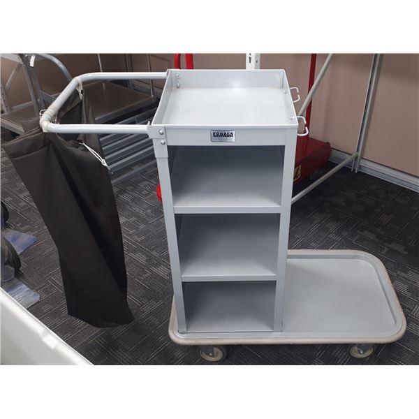 NEW SILVER JANITOR CART - FIXED DECK W/ BAG