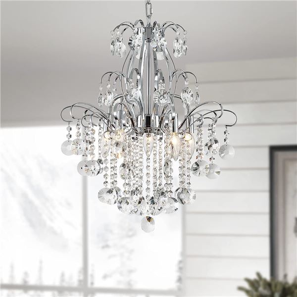 NEW REPACKED FANCY CRYSTAL CHANDELIER, 5 LIGHTS