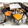 Image 1 : BRUSHED ALUMINUM BAR HEIGHT TABLE W/ FOUR CHAIRS