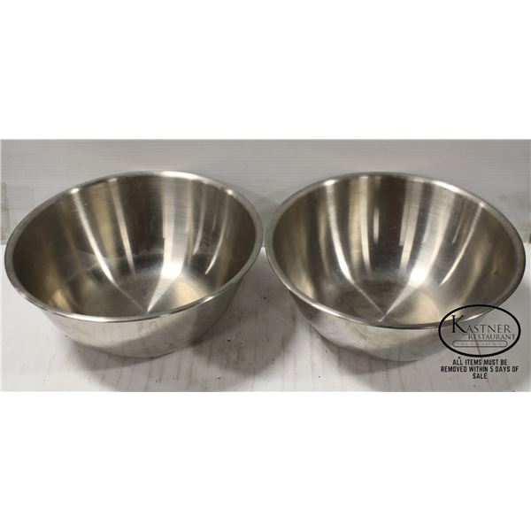 LOT OF 2 BROWNE STAINLESS STEEL 12QT MIXING BOWLS