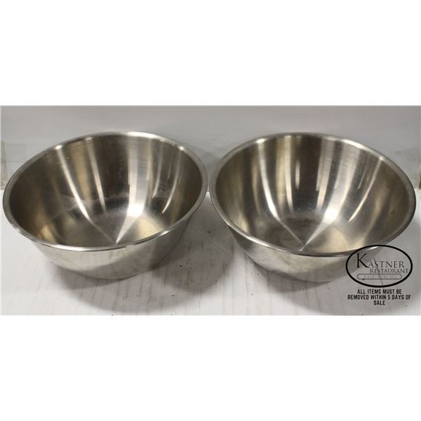 LOT OF 2 BROWNE STAINLESS STEEL 12QT MIXING BOWLS