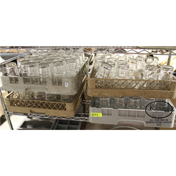 FOUR TRAYS OF MIXING GLASSES