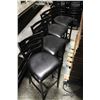 FOUR PADDED BLACK BAR HEIGHT CHAIRS W/ METAL FRAME