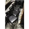 FOUR PADDED BLACK BAR HEIGHT CHAIRS W/ METAL FRAME