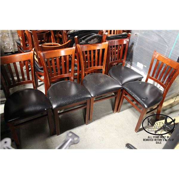 GROUP OF FIVE PADDED LEATHERETTE DINING CHAIRS