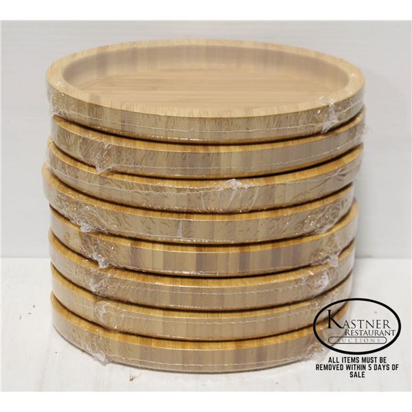 EIGHT OVAL BAMBOO WOODEN TRAYS