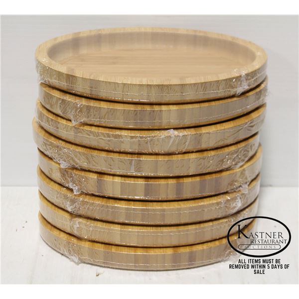 EIGHT OVAL BAMBOO WOODEN TRAYS