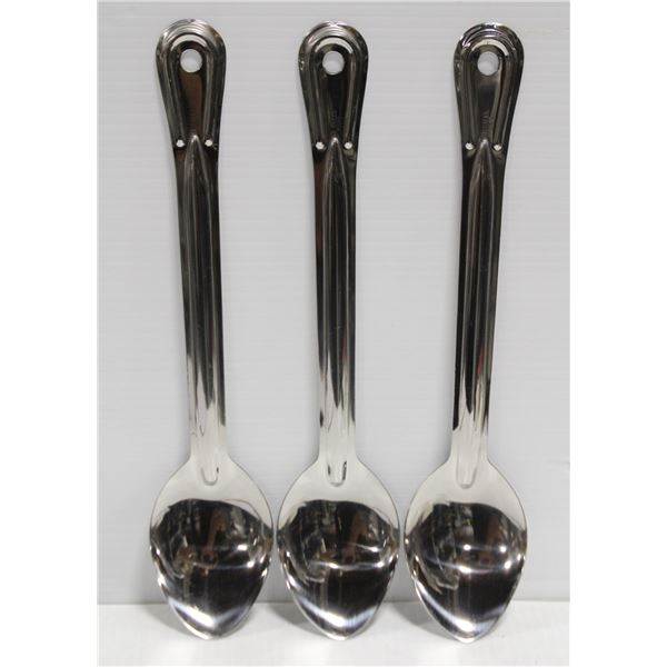 3 NEW JOHNSON ROSE 13" S/S SOLID BASTING SPOONS
