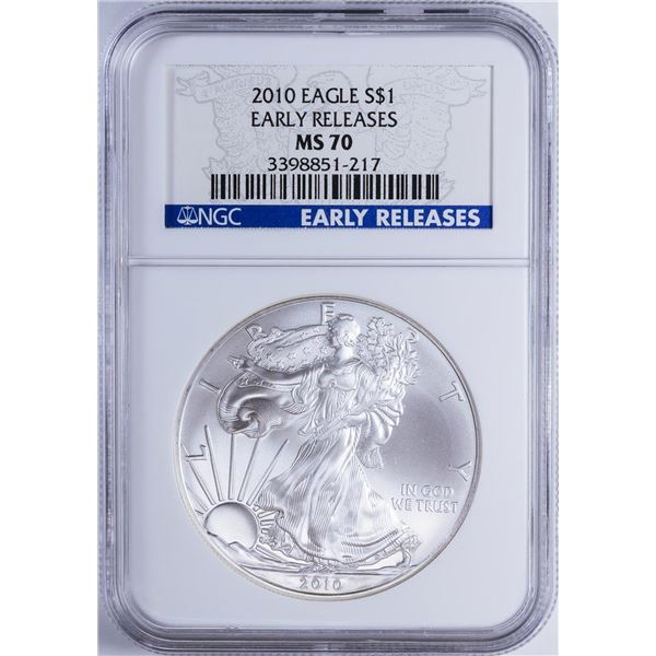 2010 $1 American Silver Eagle NGC MS70 Early Releases