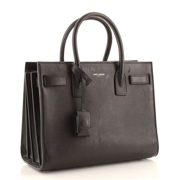 Saint Laurent Black Leather Sac de Jour NM Baby Bag