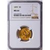 Image 1 : 1899 $5 Liberty Head Half Eagle Gold Coin NGC MS64