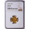 Image 1 : 1853 $2.5 Liberty Head Quarter Eagle Gold Coin NGC AU58