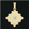 Image 2 : Vintage 18k Gold .53 ctw Round Diamond Solitaire Square Puzzle Piece Stamp Penda