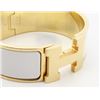 Image 3 : Hermes White Metal Clic Clac Wide Bangle Bracelet GHW