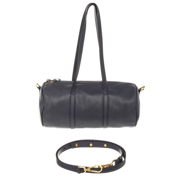 Mansur Gavriel Navy Blue Lambskin Leather Mini Duffle Crossbody Bag