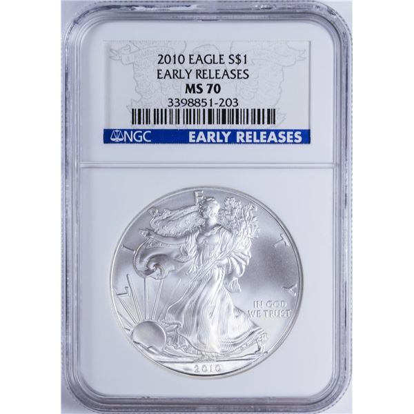 2010 $1 American Silver Eagle NGC MS70 Early Releases