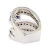 Image 3 : 7.40 ctw Sapphire and Diamond Ring - 18KT White Gold