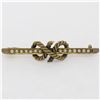 Image 1 : Antique Victorian 15k Yellow Gold Seed Pearl Knot Bar Pin Brooch