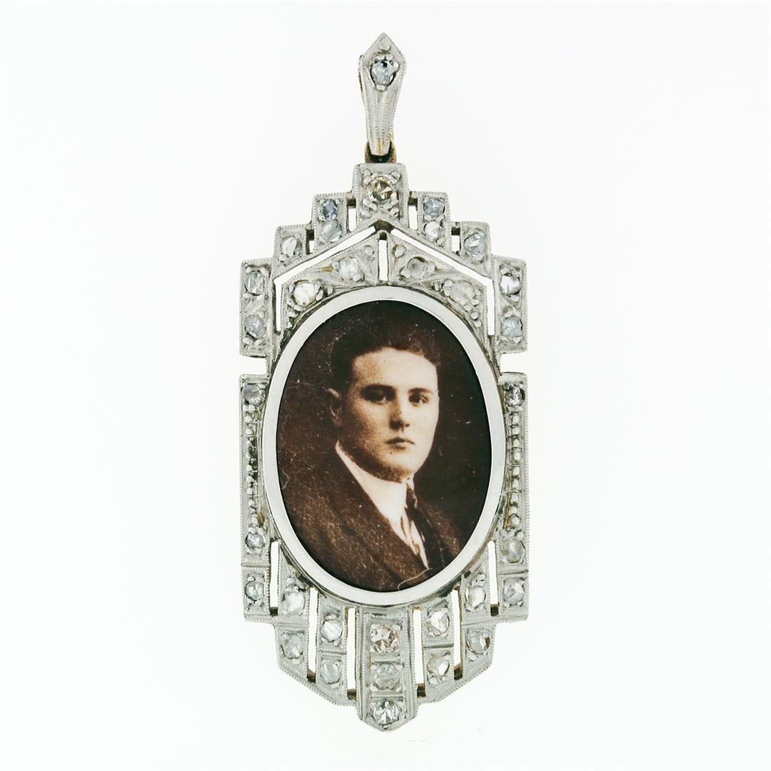 Portrait Frame Diamond Antique Fancy 18k Gold Platinum Rose Cut Diamond Picture Portrait Frame ...