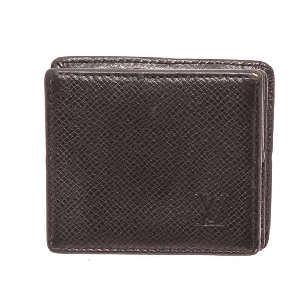 Louis Vuitton Black Taiga Leather Boite Coin Case Wallet