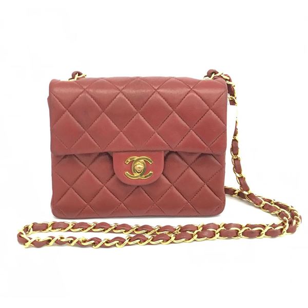 Chanel Red Quilted Lambskin Leather Single Flap Mini Shoulder Bag