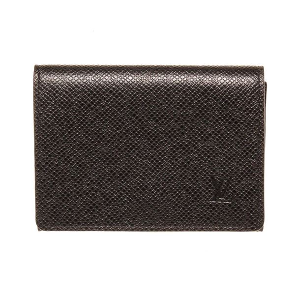 Louis Vuitton Black Leather Enveloppe Carte De Wallet