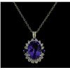 Image 1 : 16.40 ctw Tanzanite, Sapphire, and Diamond Pendant With Chain - 14KT White Gold