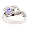 Image 3 : 1.22 ctw Oval Mixed Tanzanite And Round Brilliant Cut Diamond Ring - 14KT White