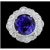 Image 2 : 14.11 ctw Round Brilliant Tanzanite And Baguette Cut (Tapered) Diamond Ring - 18