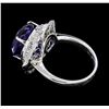 Image 3 : 14.11 ctw Round Brilliant Tanzanite And Baguette Cut (Tapered) Diamond Ring - 18
