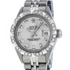 Image 1 : Rolex Ladies 26 Stainless Steel Silver Pyramid Diamond Datejust Wristwatch Servi