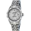 Image 2 : Rolex Ladies 26 Stainless Steel Silver Pyramid Diamond Datejust Wristwatch Servi
