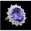 Image 1 : GIA Cert 11.27 ctw Tanzanite and Diamond Ring - 14KT White Gold