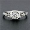 Image 2 : Antique Art Deco 18k Gold European Diamond Solitaire Filigree Engagement Ring