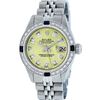 Image 2 : Rolex Ladies Stainless Steel Yellow Diamond & Sapphire Datejust Wristwatch