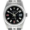 Image 1 : Rolex Mens Stainless Steel 36mm Black Diamond Dial Datejust Wristwatch