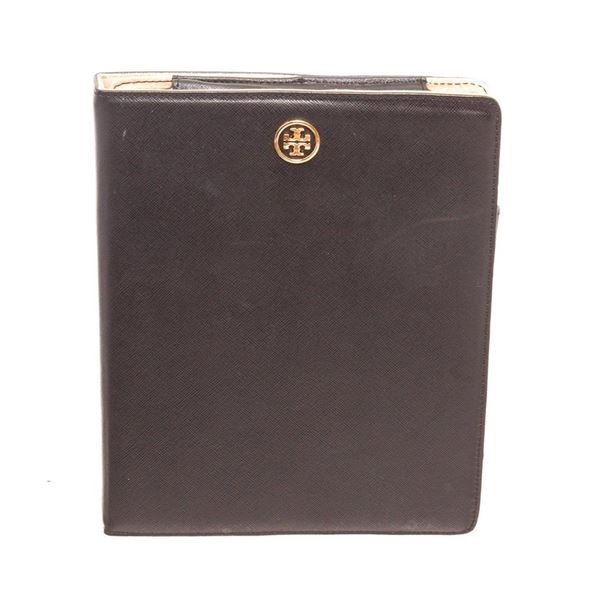 Tory Burch Black Leather Robinson Flip Tablet Case