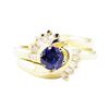 Image 2 : 1.04 ctw Sapphire And Diamond Ring And Band - 14KT Yellow Gold