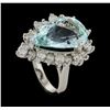 Image 4 : 9.17 ctw Aquamarine and Diamond Ring - 14KT White Gold