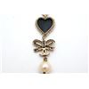 Image 3 : Chanel Gold-tone Black Heart Ribbon Pendant CC Necklace